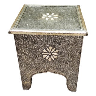 Handcrafted Moroccan Metal Accent Table For Sale