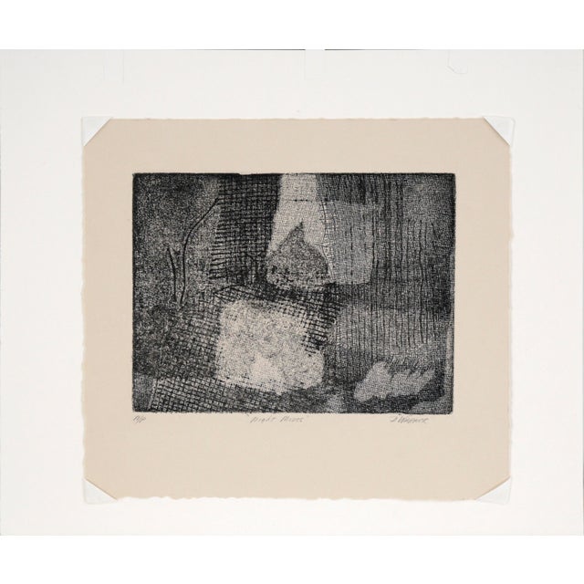 "Night Moves" - Abstract Etching in Ink on Paper (Artist's Proof) Textural abstract print by Doris Ann Warner (American,...