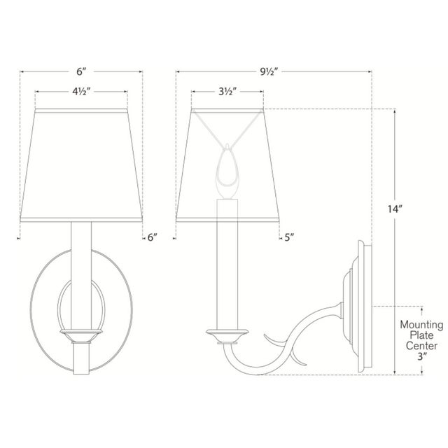 Thomas O'Brien for Visual Comfort Signature Channing Single Sconce in Polished Nickel with Linen Shade For Sale In Houston - Image 6 of 7