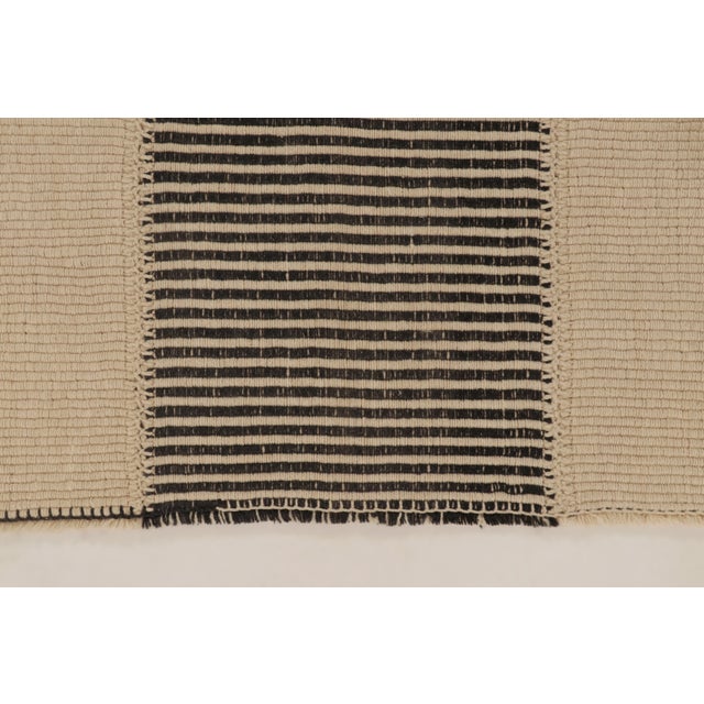 Rug & Kilim’s Contemporary Kilim in Beige & Black Textural Stripes For Sale In New York - Image 6 of 10