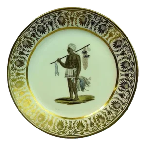 1805 French Empire Porcelain Plate Decorated with Aboriginal Portrait Locre Factory