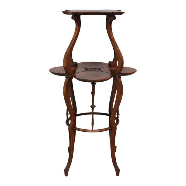 1920s Rj Horner Carved Mahogany Cloverleaf Plant Stand C1920 For Sale - Image 5 of 8