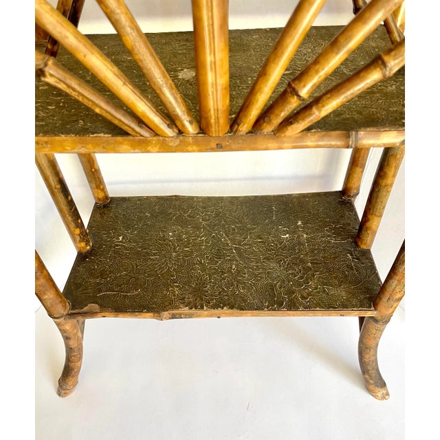 Antique English Burnt Bamboo Tall Magazine Rack For Sale - Image 4 of 13