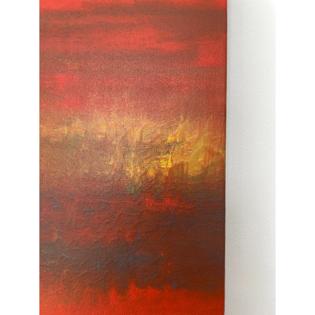 "Blue Embers" Contemporary Original Modern Acrylic Painting on Canvas by Nina Weintraub For Sale In Los Angeles - Image 6 of 10