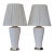 Pair of Vintage White Ceramic Urn Form Table Lamps With Gold Bases and Pleated Shades For Sale