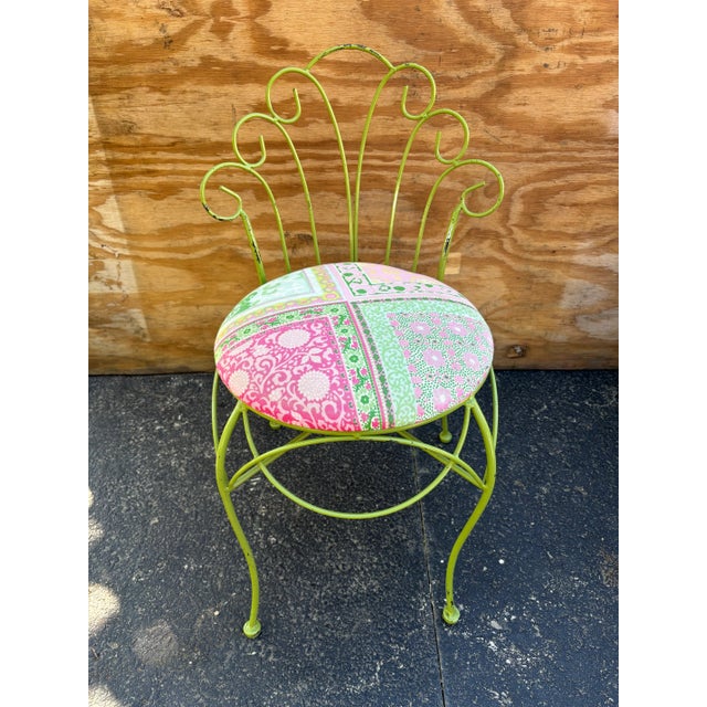 Green 1970s Vintage Green Iron Peacock Garden Chair or Vanity Chair For Sale - Image 8 of 12