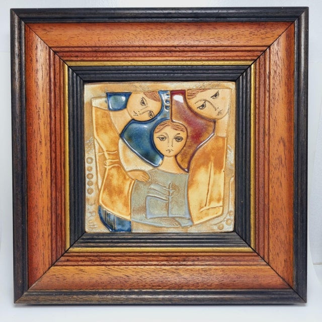 Modern Ceramic Three Generations Relief by J. Ruth, 1980s For Sale - Image 3 of 14