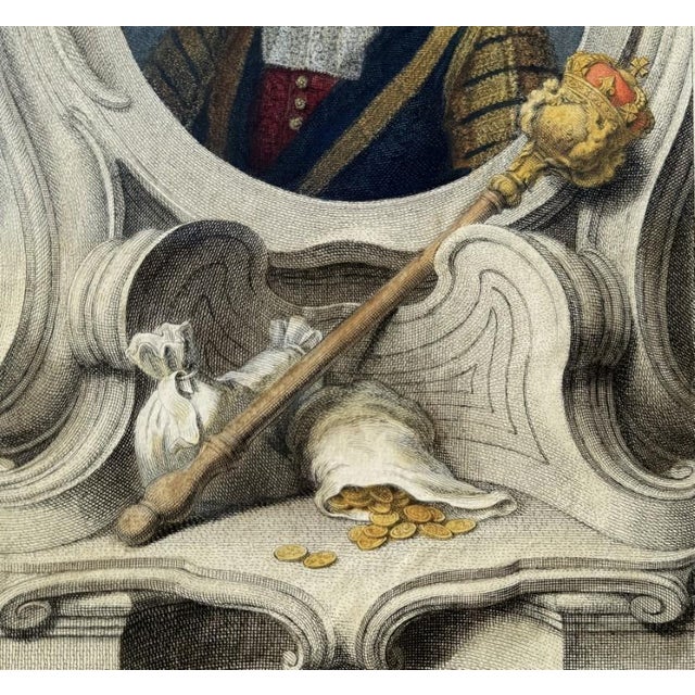 18th Century 1741 Hand Colored Engraving of Henry Boyle, Lord Carleton by Jacobus Houbraken For Sale - Image 5 of 10