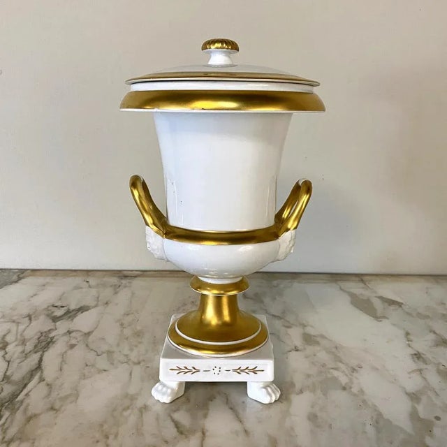 Antique Empire Style Gilded Mantel Urn For Sale - Image 13 of 13