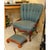 Traditional Late 20th Century Green Channelback Chair W/Footstool - Set For Sale - Image 3 of 4