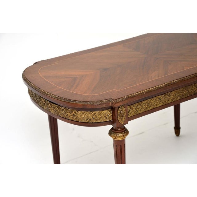 Vintage French Inlaid Walnut Coffee Table, 1930s For Sale - Image 6 of 9