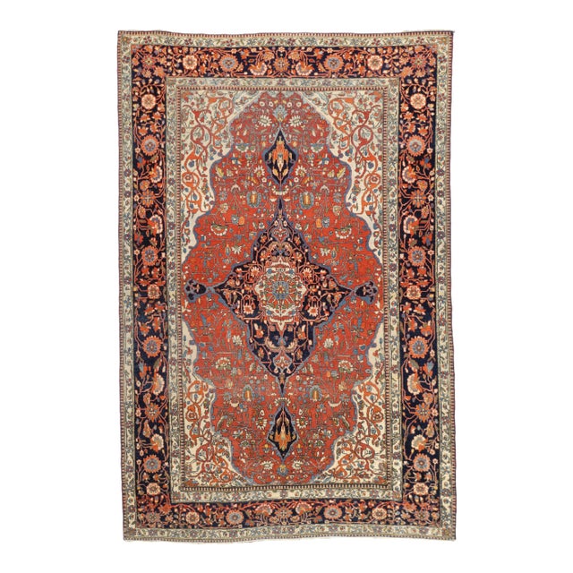 Antique Persian Mohtasham Kashan Rug 4’3" X 6’5" For Sale
