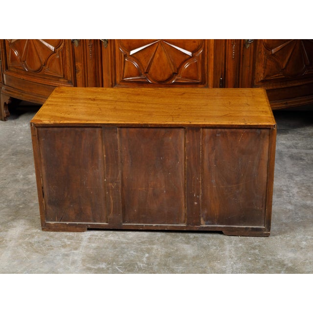 English Campaign 19th Century Camphor Wood Low Chest with Inset Brass Hardware For Sale - Image 9 of 12
