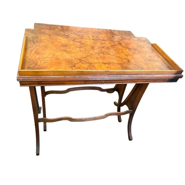 Traditional Set of 2 Vintage Edwardian-Style Burl Walnut Nesting Tables For Sale - Image 3 of 12