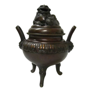 1910s Chinese Bronze Incense Foo Dog Burner