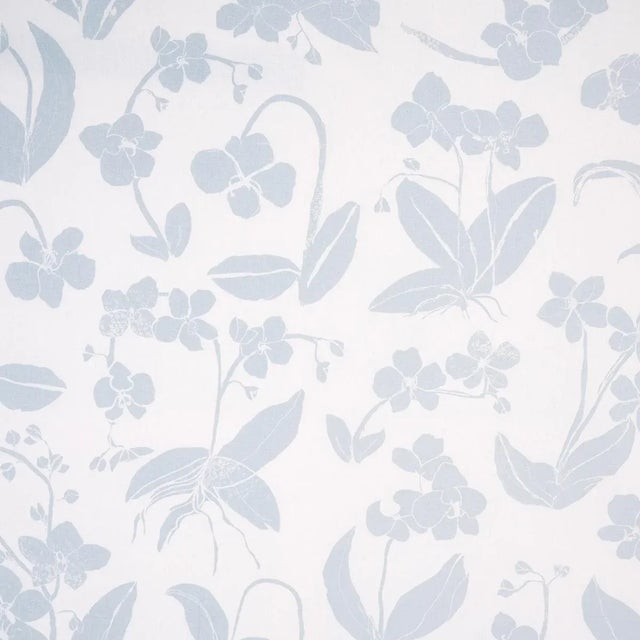 Sample - Schumacher x Hera Ford Orchids Have Dreams Fabric in Sky For Sale