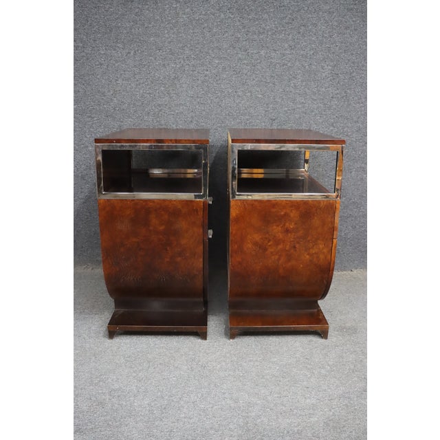 Hickory + White Art Deco Style Nighstands For Sale - Image 10 of 11