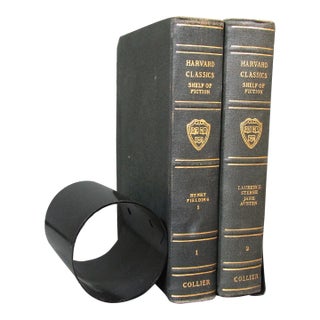 Vintage Mid-Century Black Enameled Rolled Steel Bookend, England For Sale