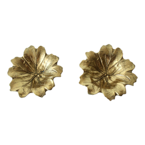 Virginia MetalCrafters Brass Leaf Key Candy Coin Trinket Dish-a Pair