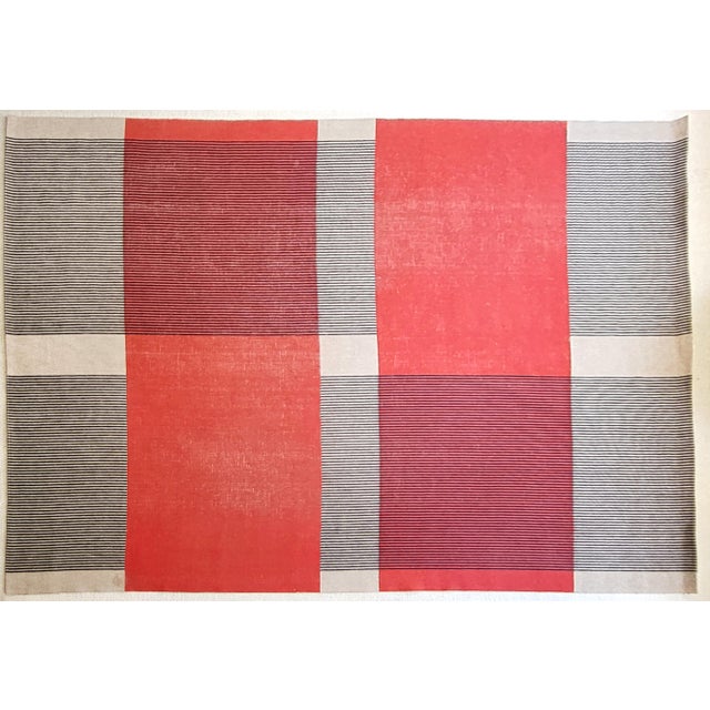 Rare and exceptional, large-scale constructivist woollen rug by Antonin Kybal, exemplary of the artist's geometric,...
