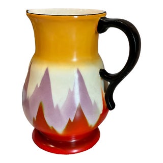 1930s Art Deco Hand-Painted Ditmar Urbach Pitcher From Czechoslovakia For Sale