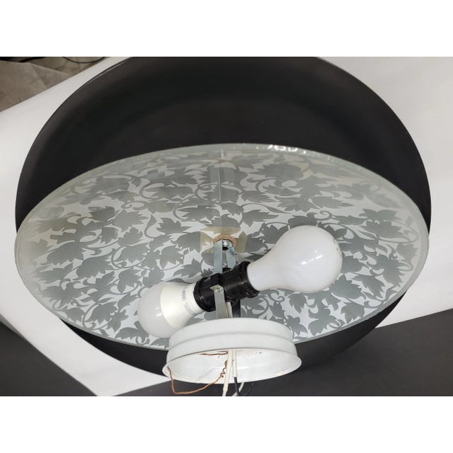 Vintage Mid Century White Frosted Flowers Vines Glass Ceiling Light For Sale - Image 6 of 8