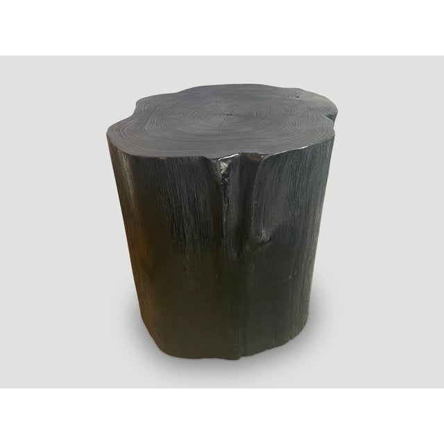 Wood Andrianna Shamaris Large Charred Teak Wood Side Table For Sale - Image 7 of 18