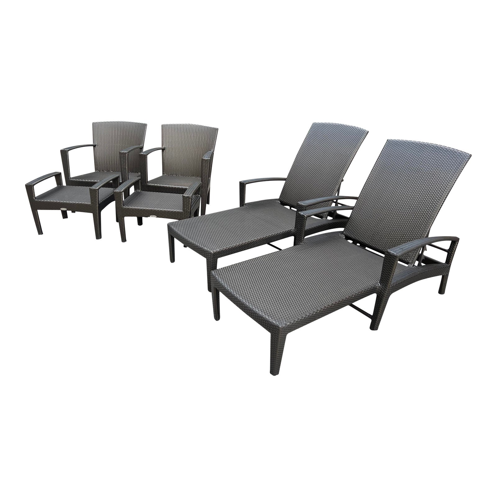 Dedon Barcelona Adjustable Chaises, Lounge Chairs & Ottomans, 6 Pieces