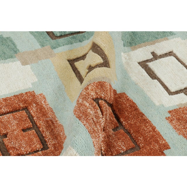 Green Rug & Kilim’s Scandinavian Style Rug in Light Blue With Geometric Patterns For Sale - Image 8 of 8