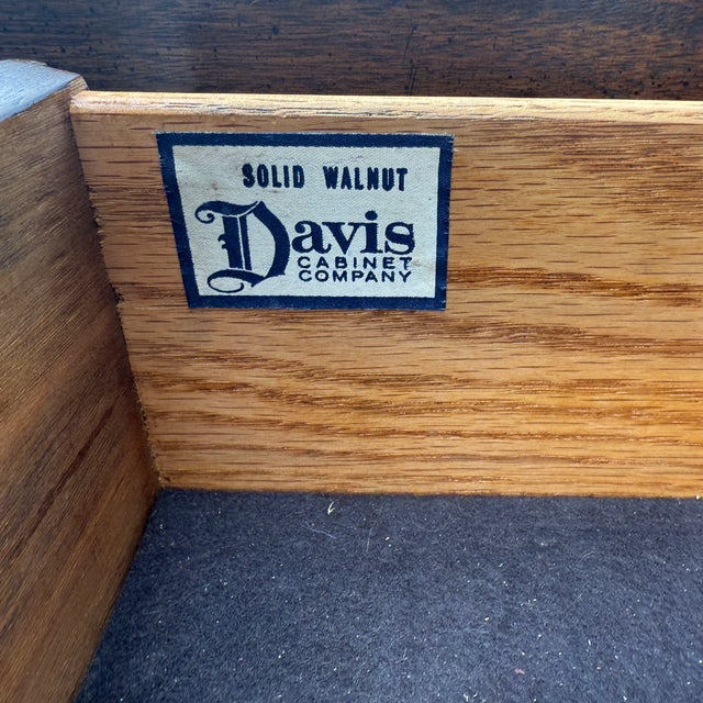 Vintage Davis Cabinet Company French Country Solid Walnut Two Door Buffet or Sideboard For Sale - Image 10 of 18