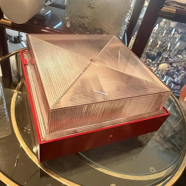 1970s Mid-Century Modern Red Painted Metal and Plexiglass Ceiling Light by Fael For Sale - Image 17 of 18