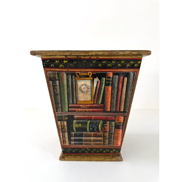 Mid-Century Modern 1950s Fornasetti Style Trompe l'Oeil Waste Basket / Planter For Sale - Image 3 of 16