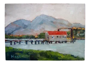 Ferry Building, Modern Plein Air Landscape Oil