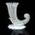 Beautiful and rare, vintage Murano hand blown white with ribbons Italian art glass cornucopia flower vase. Documented...