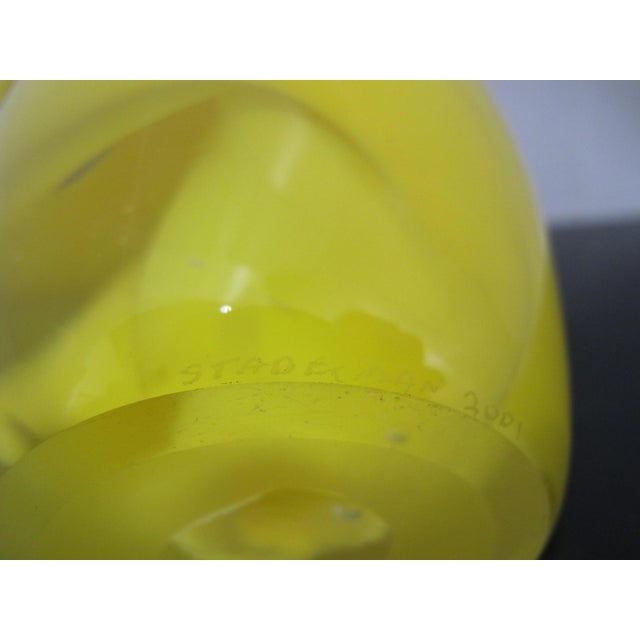 Yellow Stadelman Yellow Hand Blown Pacific Nw Studio Art Glass Handkerchief Ruffle Vase For Sale - Image 8 of 12