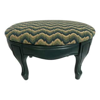 Vintage Old World Weaver Upholstered Foot Stool For Sale