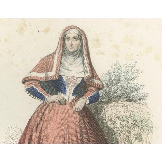 Black Italian Women Folk Costume Engravings, 1850, Engraving For Sale - Image 8 of 12