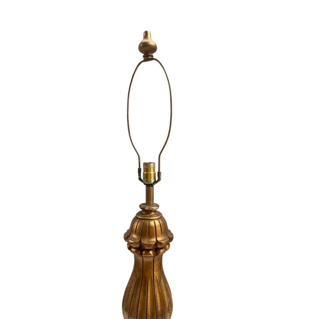 Tall Vintage Hollywood Regency Italian Gilt Dorothy Draper-Style Table Lamp For Sale In Boston - Image 6 of 10