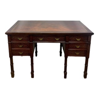 Antique Regency Style Mahogany Leather Top Writing Desk For Sale