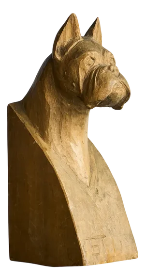 Boxer Sculpture in Carved Wood, 1950s