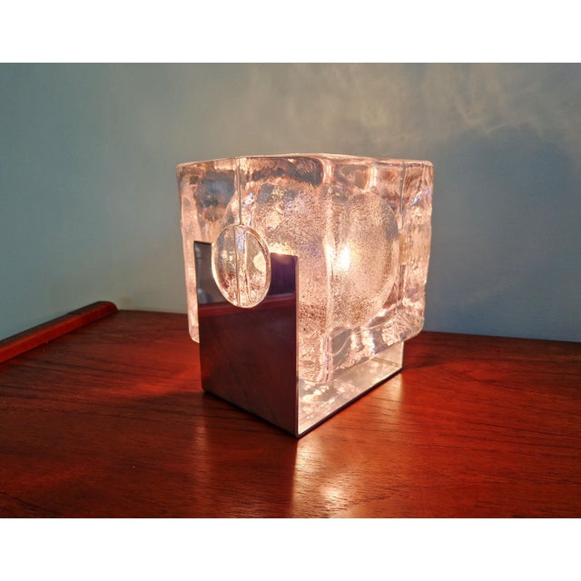 Scandinavian Ice Cube lamp produced by the Swedish manufacturer Pukeberg in the early 1970s. It consists of two solid...