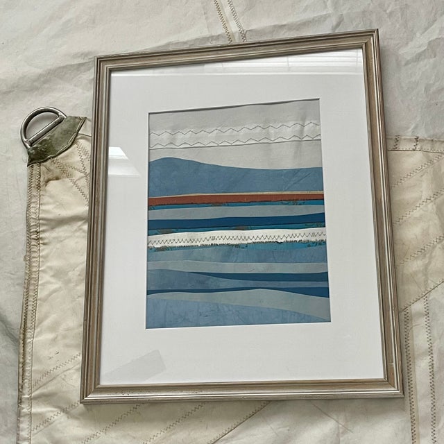 Contemporary Contemporary Semi-Abstract​ Mixed Media Nautical Sailcloth Landscape​ - By JJ-Hogan | Seasons for Healing, Framed For Sale - Image 3 of 8