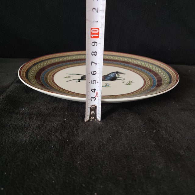 Chinese Ceramic Plate,Famille Rose Porcelain Plate Hand Painted Horse Pattern For Sale - Image 9 of 10