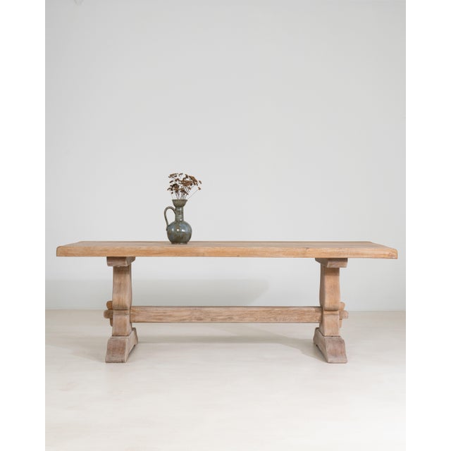 Oak Trestle Dining Table For Sale - Image 4 of 15