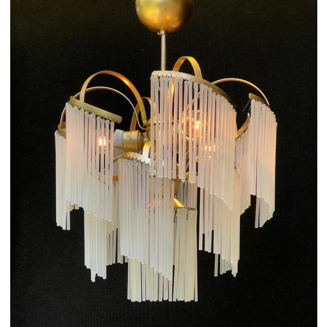 1980s 1980s Italian Murano White Milk Glass Waterfall Chandelier For Sale - Image 5 of 10