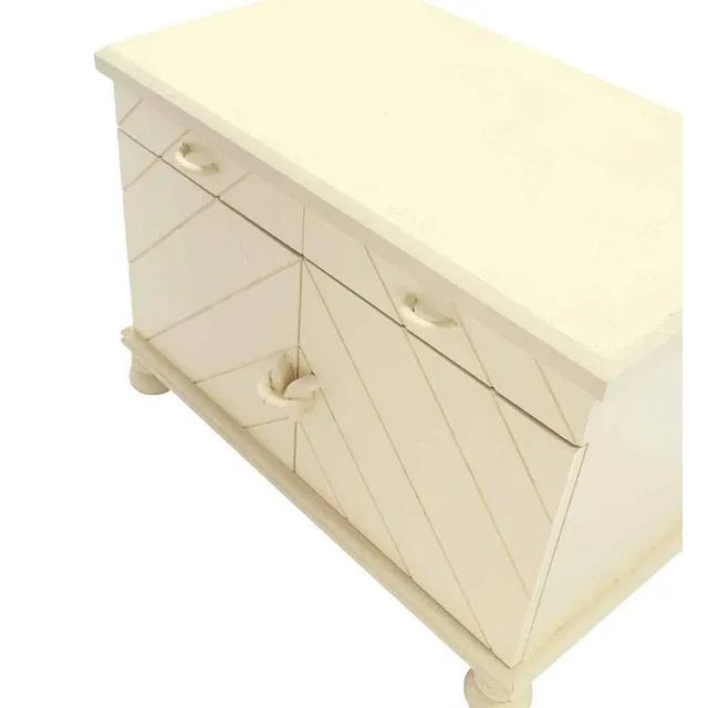 Mid-Century Modern White Textured Paint Nightstands - a Pair For Sale - Image 4 of 9
