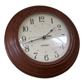 Vintage Primex Wood Battery Operated Clock For Sale