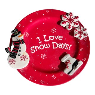 1990s Red Santa Cookie Plate For Sale