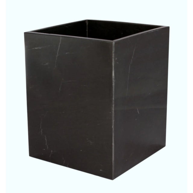 Modern Black Marble Waste Bin For Sale - Image 3 of 3