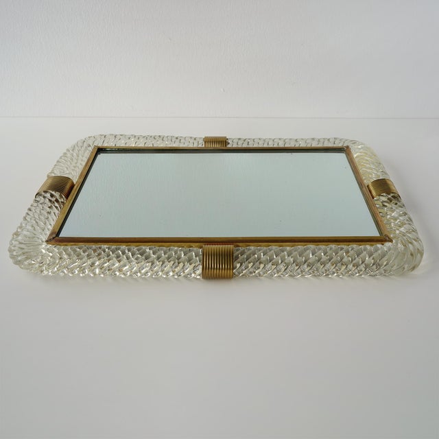 Barovier & Toso Barovier & Toso Twist Murano Glass and Brass Tray For Sale - Image 4 of 11